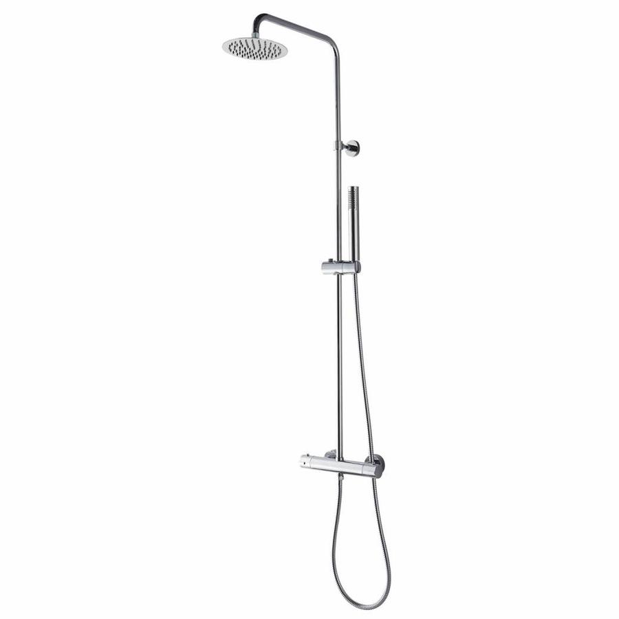 Wiesbaden Caral-Eco douche-opbouwset + thermostaatkraan chroom - WDtegels