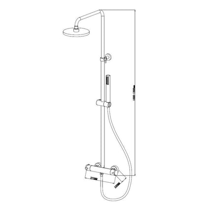 Wiesbaden Caral-Eco douche-opbouwset + thermostaatkraan chroom - WDtegels