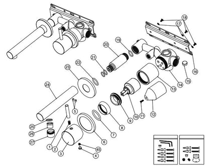 Style inbouwwastafelkraan geborsteld messing