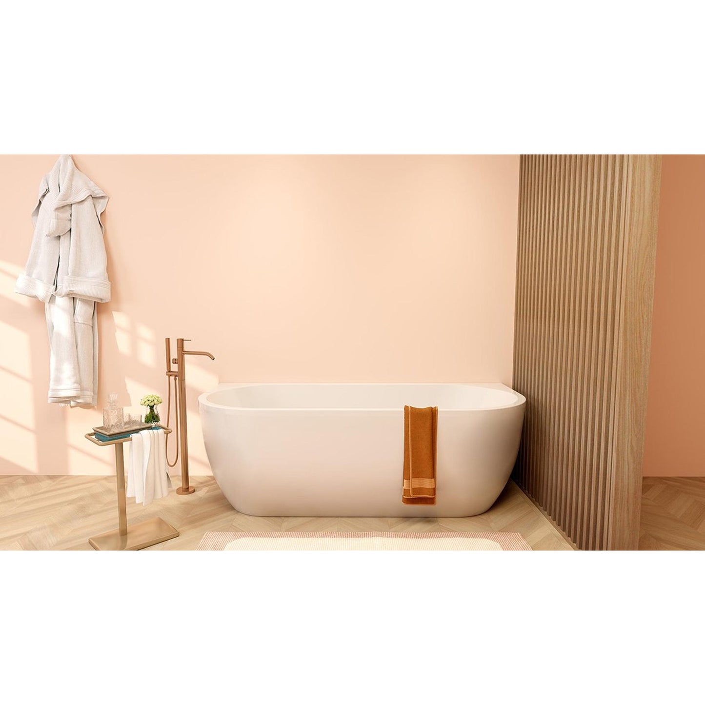 Wiesbaden Zenn semi-detached bath 180 x 80 cm acrylic matt white with waste gloss white