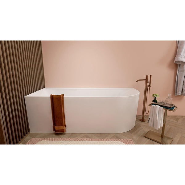 Wiesbaden Zenn hoekbad links | 180x80cm | Acryl glans wit met waste glans wit
